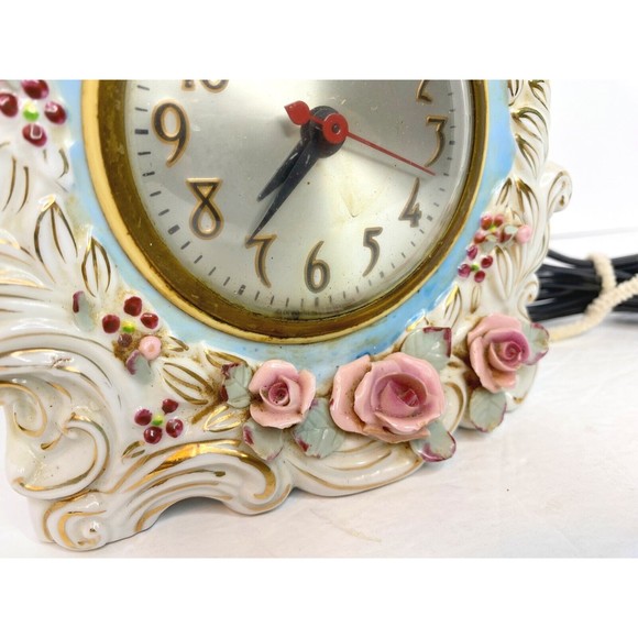 VTG. OCCUPIED JAPAN SC PORCELAIN CLOCK HANDPAINTED - Picture 9 of 15